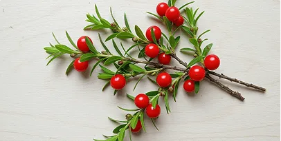 Butcher's broom plant with red berries