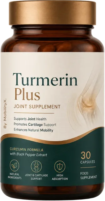 Turmerin Plus joint supplement bottle, 30 capsules